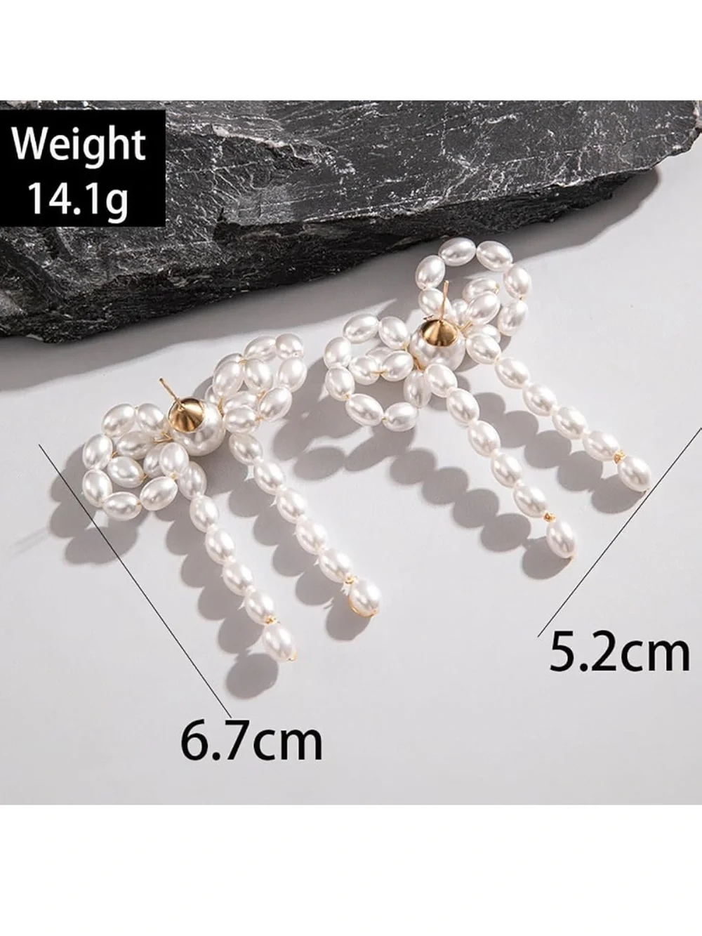 Anthropologie White Pearl Bow Drop Hair Clip